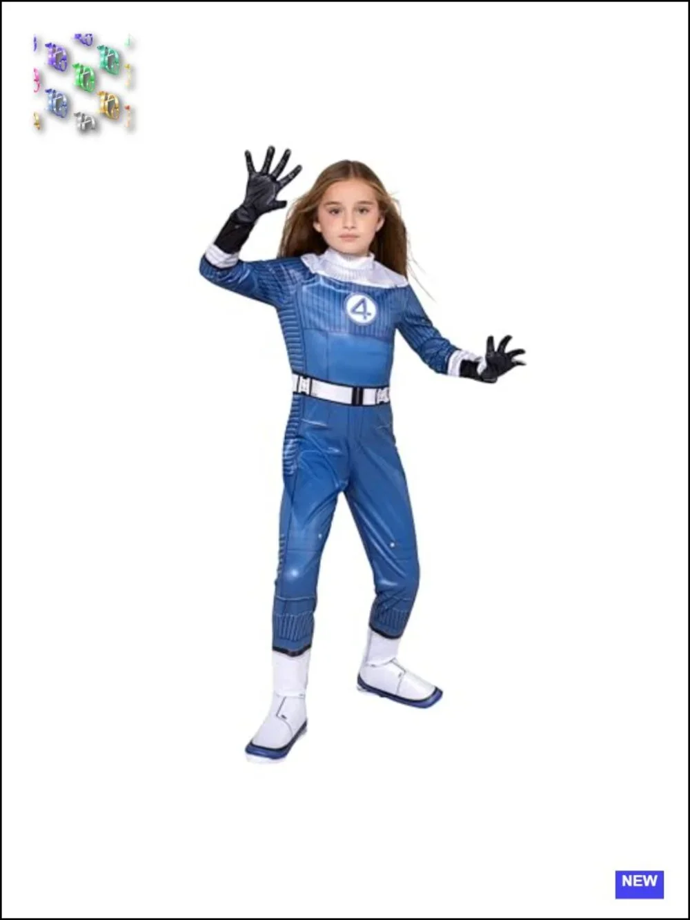 Marvel Invisible Woman Youth Halloween Costume Jumpsuit Gloves